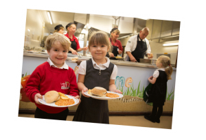 Children with school dinners